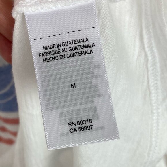 NEW Lucky Brand White Tee American Flag T-Shirt Size Medium Cotton Short Sleeve - Picture 5 of 9
